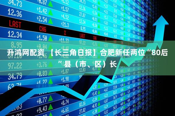 升鸿网配资 【长三角日报】合肥新任两位“80后”县（市、区）长